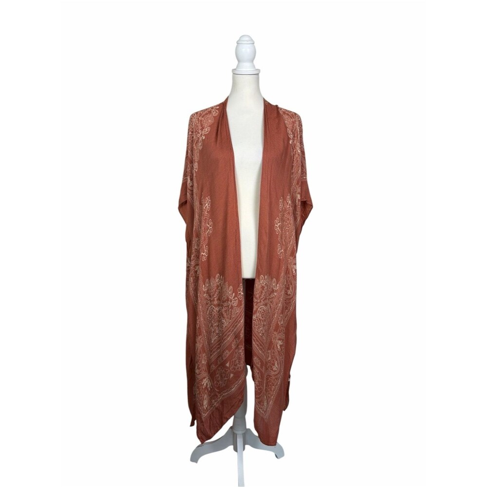 Macchia di Ruggine Rust Paisley Boho Kimono Duster One Size Festival Bohemian